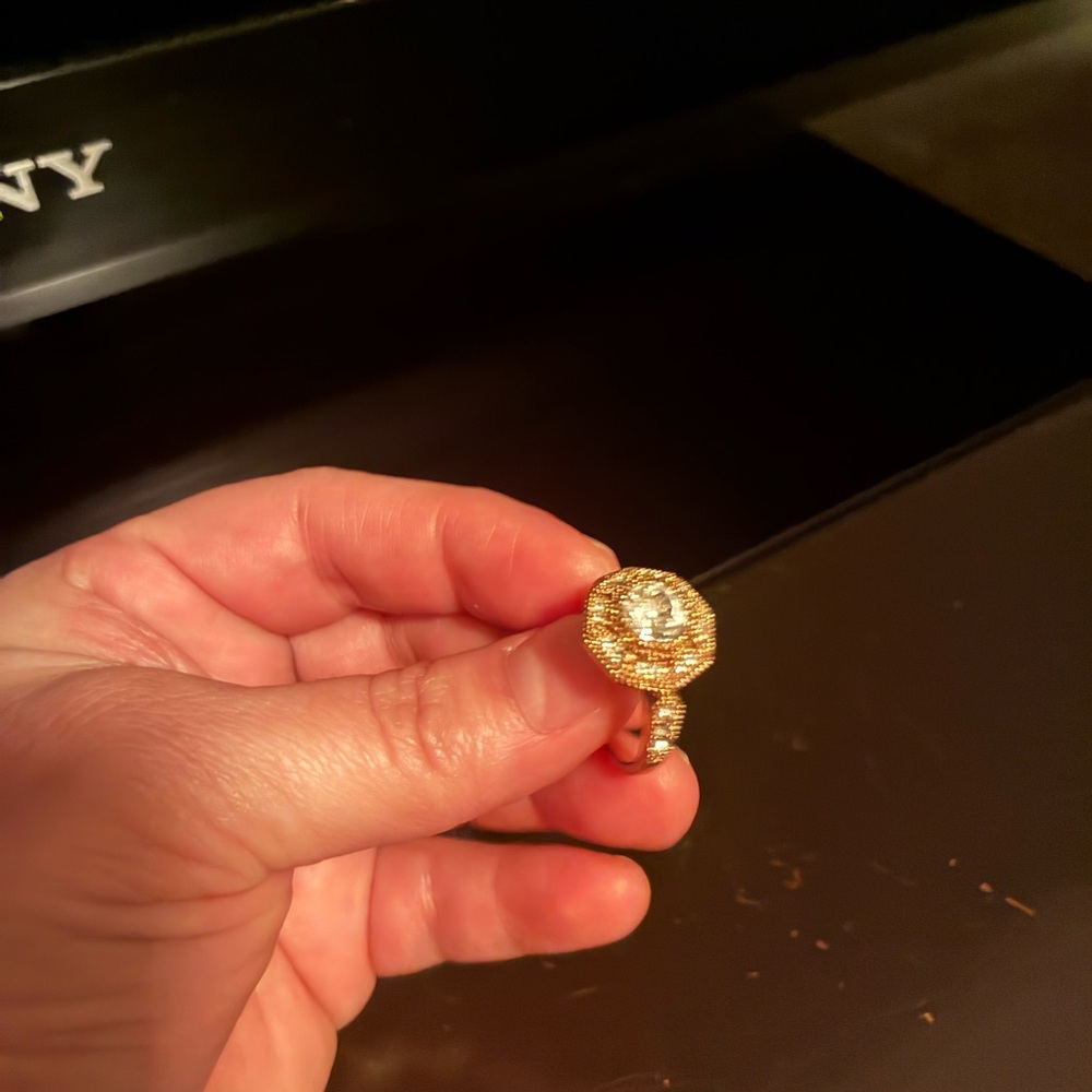 Gold-Tone Ring with Clear Gemstone - Picture 15 of 16